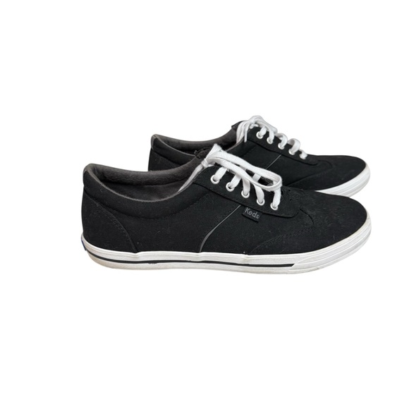Keds Women’s size 8.5 Black Canvas Sneakers with White Laces dream foam memory - Picture 1 of 9